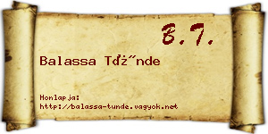 Balassa Tünde névjegykártya